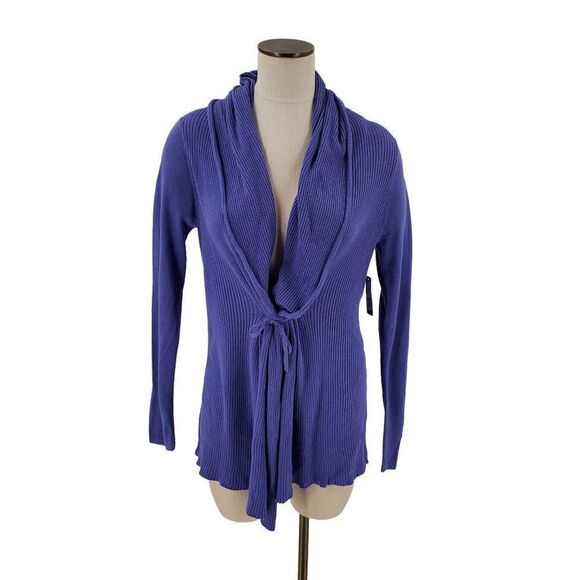 Madison Sweaters - Madison Womens Cardigan Sweater Tie Front Blue Size Medium